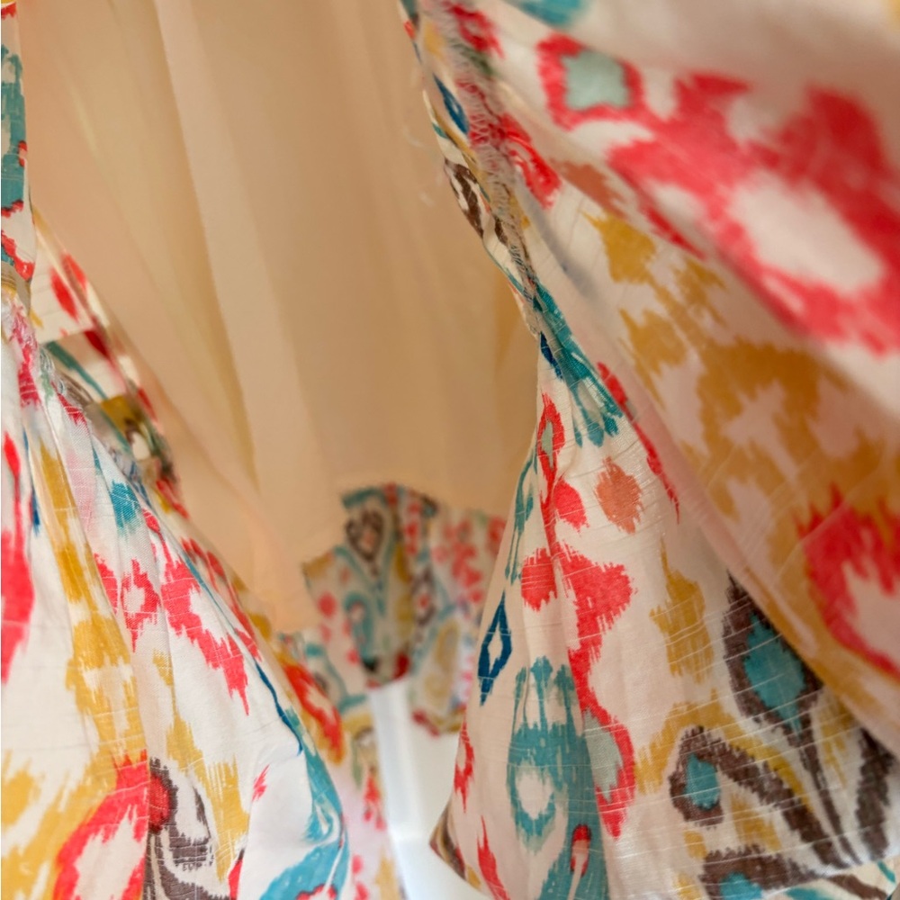 Anthropologie Multicolor Ikat Maxi Dress - Teal, Pink, Yellow - Picture 9 of 12
